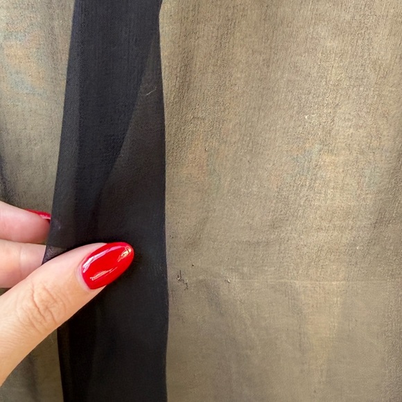 TeenFlo Canada black sheer tan pleated silk organza knee length skirt - Picture 5 of 11